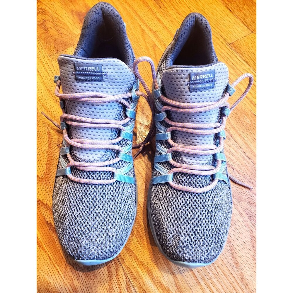 Merrell Womens Bravada Edge Gray/Blue Pink Sneakers Quantum Grip Sole Size 11